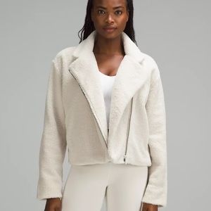 NWT Lululemon Textured Fleece Collared Jacket Bone 2